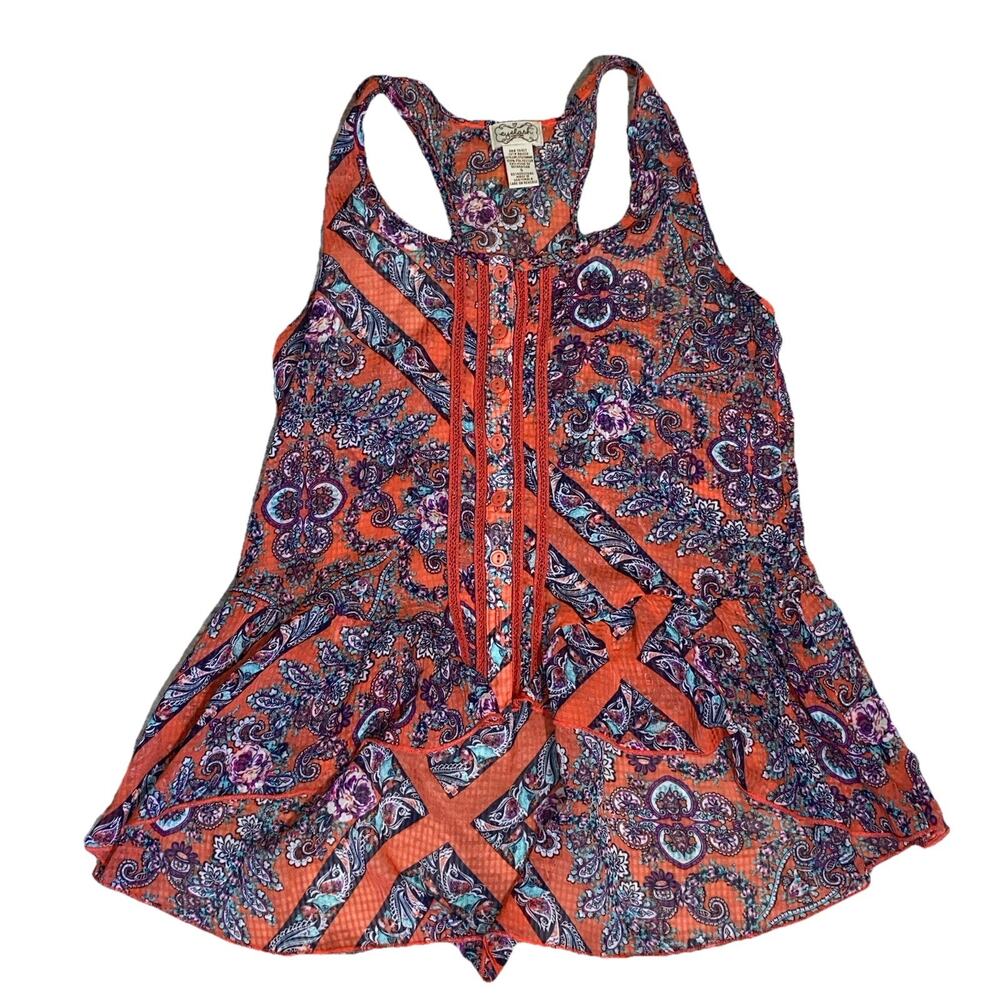 Eyelash Couture‎ Woman's Floral Paisley Fairy Top SZ S Button Up Dainty Feminine